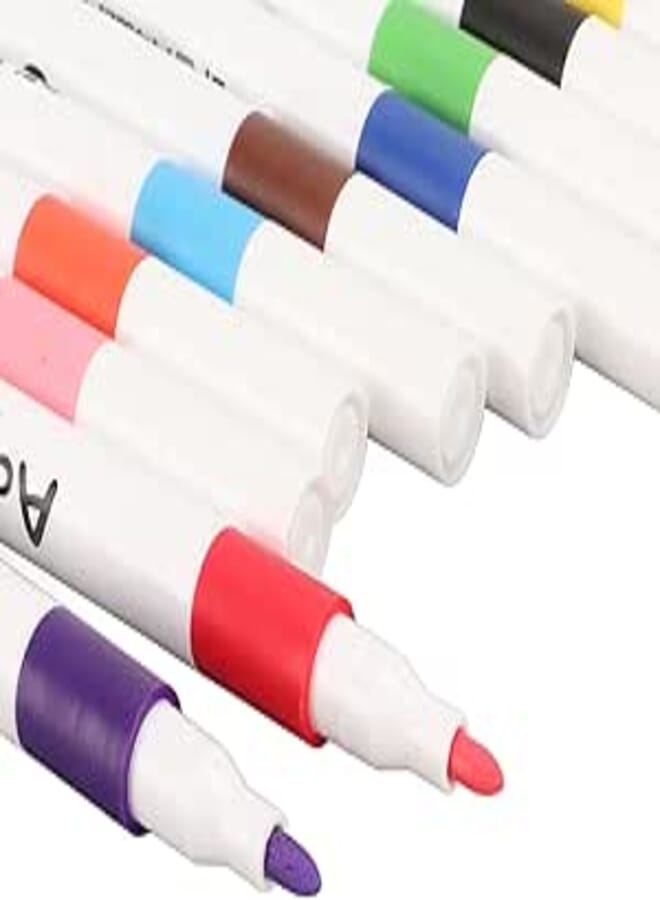 Acrylic Painting Marker Pens, Set of 12 or 24 or 48 Colors Water Based Paint Pen Fine Tip for Card, Rock Painting, Ceramic, Glass, Stone, Wood, Fabric Painting, Canvas, Metal (12 Colors)